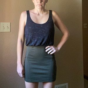 Black and Green Mini Dress Partially Fitted